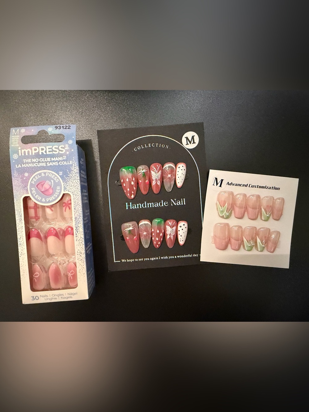 Bundle of 3 Press-On Nail Sets size medium